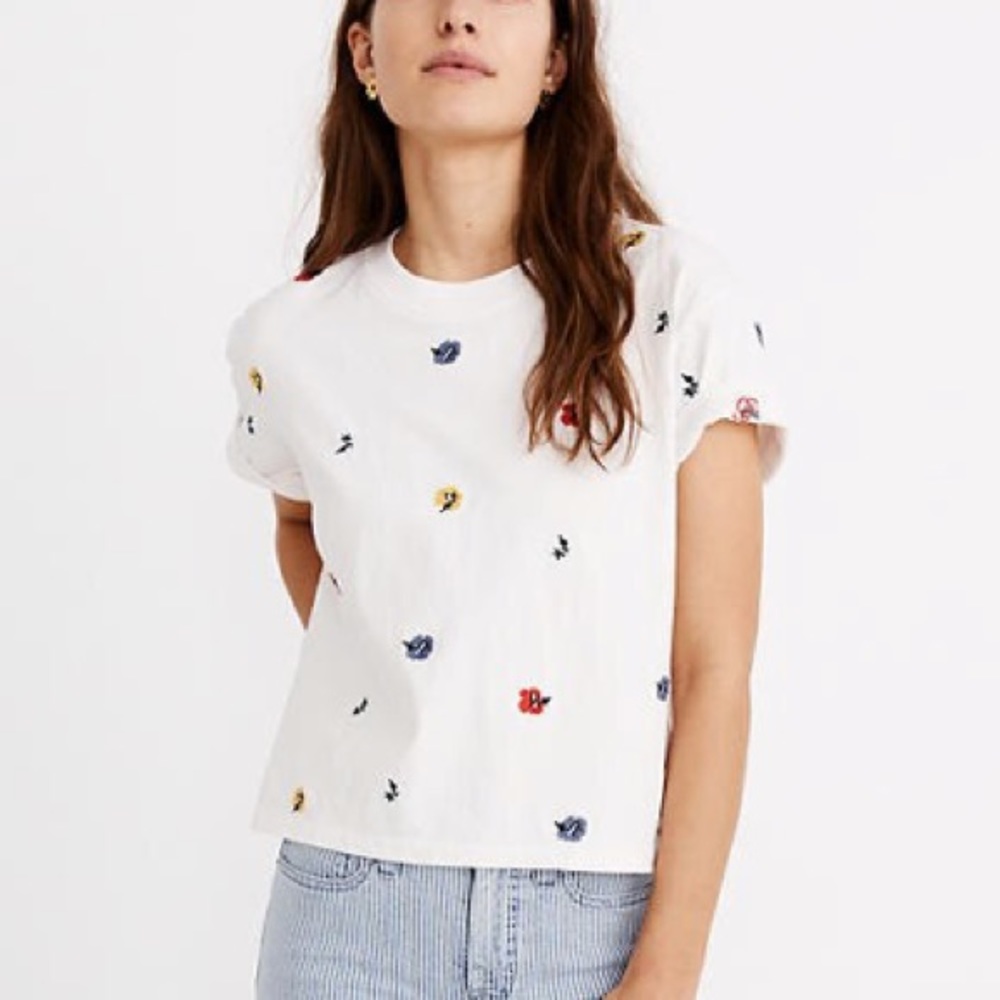 MADEWELL FLORAL EMBROIDERED T SHIRT